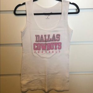 White ribbed Dallas Cowboys football tank top